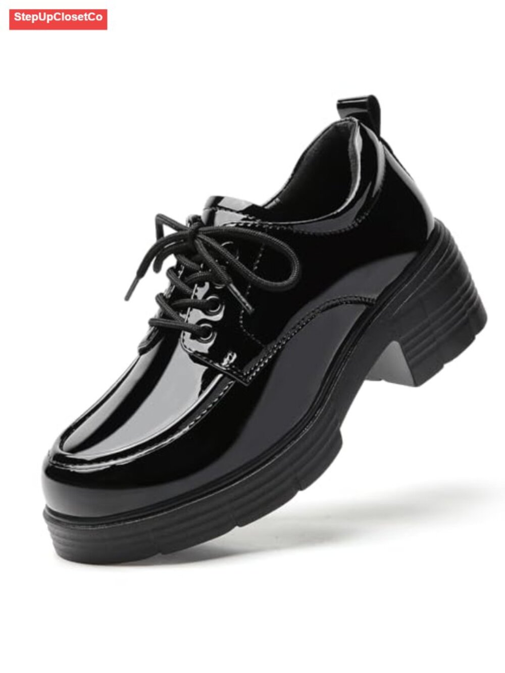 Women's Chunky Platform Oxford Shoes Faux Leather Lace-Up Non-Slip Work